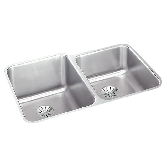 Elkay ELUHAD312050RPD Lustertone® Classic Stainless Steel 31-1/4" x 20-1/2" x 4-7/8" Double Bowl Undermount ADA Sink w/Perfect Drain®