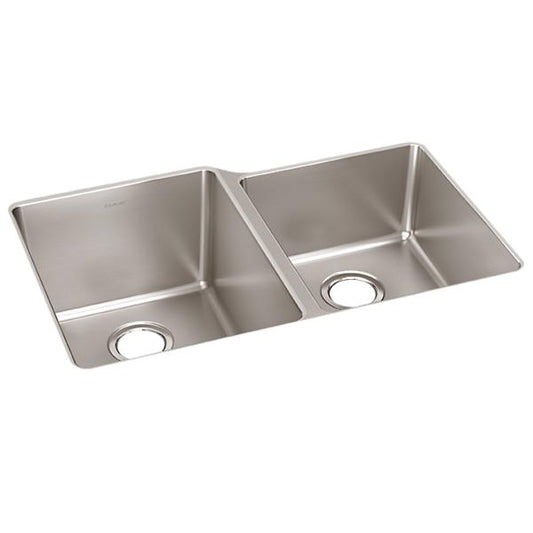 Elkay ELUH3120RT Lustertone Iconix® 18 Gauge Stainless Steel 31-1/4" x 20-1/2" x 9" Double Bowl Undermount Sink with Right Small Bowl