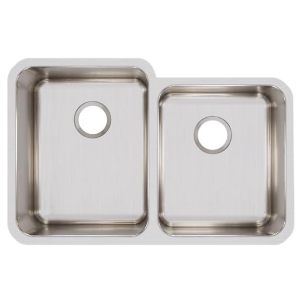 Elkay ELUH3120R Lustertone® Classic Stainless Steel, 31-1/4" x 20-1/2" x 9-7/8" Offset Double Bowl Undermount Sink