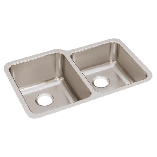 Elkay ELUH3120R Lustertone® Classic Stainless Steel, 31-1/4" x 20-1/2" x 9-7/8" Offset Double Bowl Undermount Sink