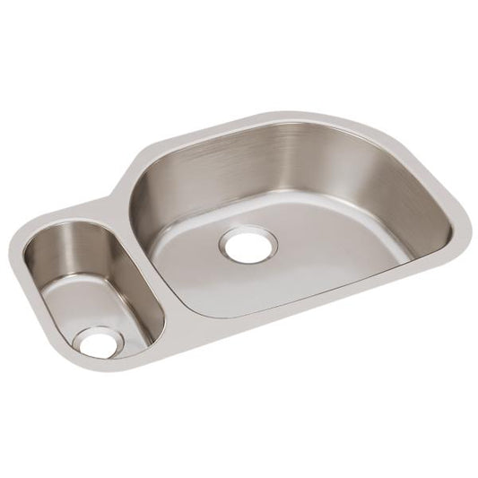 Elkay ELUH3221L Lustertone® Classic Stainless Steel 31-1/2" x 21-1/8" x 7-1/2" 30/70 Offset Double Bowl Undermount Sink