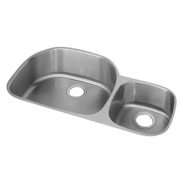 Elkay ELUH3621RDBG Lustertone® Classic Stainless Steel 36-1/4" x 21-1/8" x 7-1/2" Offset 60/40 Double Bowl Undermount Sink Kit