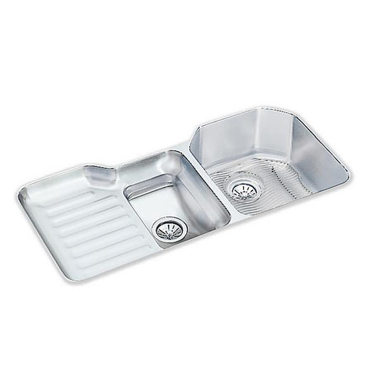 Elkay ELUH4221RDBG Lustertone® Classic Stainless Steel, 41-1/2" x 20-1/2" x 9-1/2" 60/40 Double Bowl Undermount Sink Kit