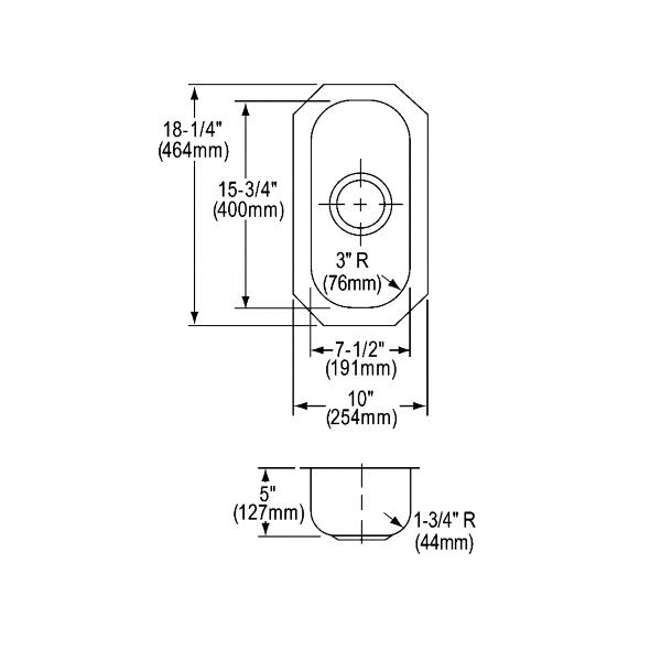 Elkay ELUH715 Lustertone® Classic Stainless Steel 10" x 18-1/4" x 5" Single Bowl Undermount Sink