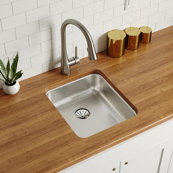 Elkay ELUHAD131655PD Lustertone® Classic Stainless Steel 16" x 18-1/2" x 5-3/8" Single Bowl Undermount ADA Sink with Perfect Drain®