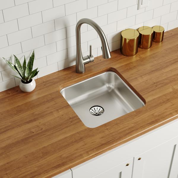 Elkay ELUHAD141455PD Lustertone® Classic Stainless Steel 16-1/2" x 16-1/2" x 5-3/8" Single Bowl Undermount ADA Sink w/Perfect Drain®