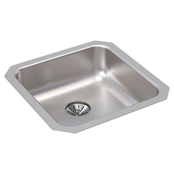 Elkay ELUHAD141455PD Lustertone® Classic Stainless Steel 16-1/2" x 16-1/2" x 5-3/8" Single Bowl Undermount ADA Sink w/Perfect Drain®