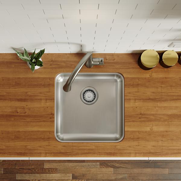 Elkay ELUHAD161655 Lustertone Classic Stainless Steel 18-1/2" x 18-1/2" x 5-3/8" Single Bowl Undermount ADA Sink