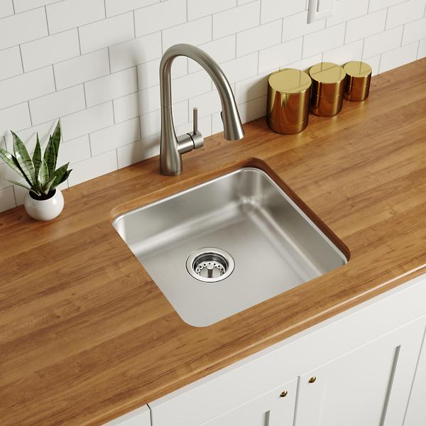 Elkay ELUHAD161655 Lustertone Classic Stainless Steel 18-1/2" x 18-1/2" x 5-3/8" Single Bowl Undermount ADA Sink