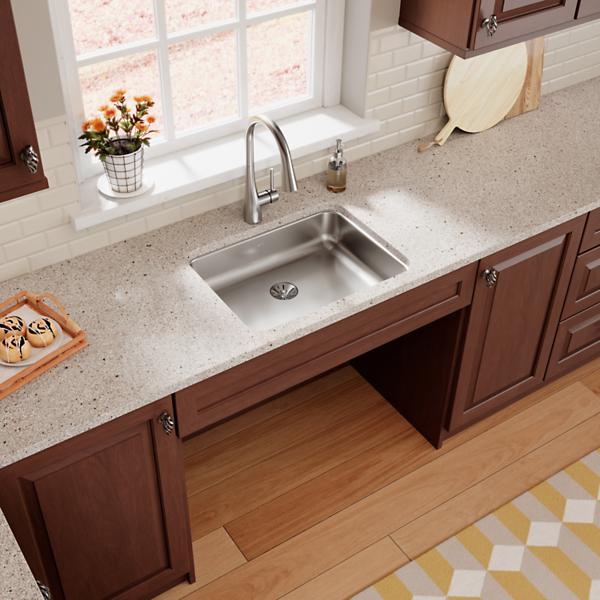 Elkay ELUHAD211555PD Lustertone® Classic Stainless Steel 23-1/2" x 18-1/4" x 5-3/8" Single Bowl Undermount ADA Sink w/Perfect Drain®