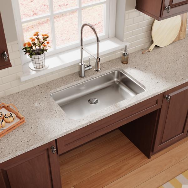 Elkay ELUHAD281655PD Lustertone® Classic Stainless Steel 30-1/2" x 18-1/2" x 5-3/8" Single Bowl Undermount ADA Sink w/Perfect Drain®