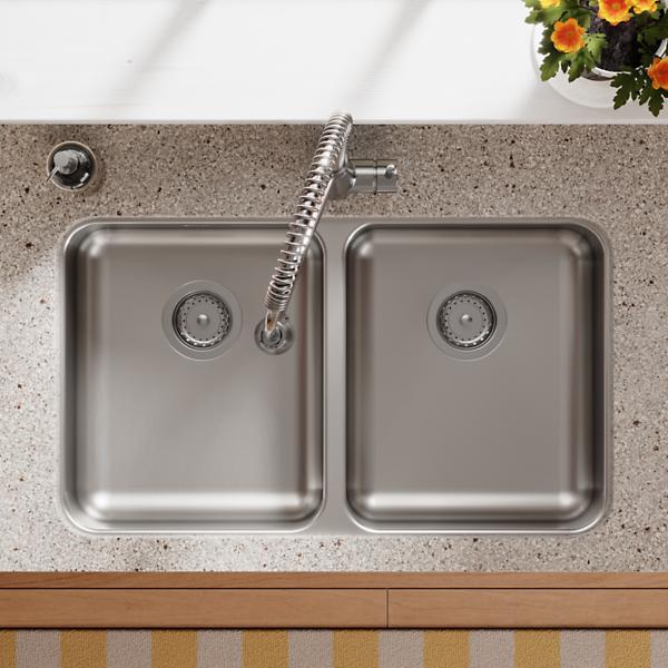 Elkay ELUHAD311855 Lustertone® Classic Stainless Steel, 30-3/4" x 18-1/2" x 5-3/8" Equal Double Bowl Undermount ADA Sink