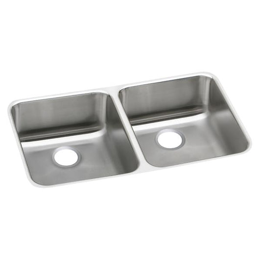 Elkay ELUHAD321655 Lustertone® Classic Stainless Steel, 31-3/4" x 16-1/2" x 5-3/8" Equal Double Bowl Undermount ADA Sink
