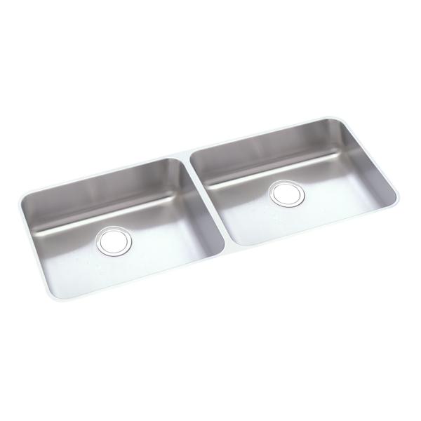 Elkay ELUHAD421855 Lustertone® Classic Stainless Steel, 41-3/4" x 18-1/2" x 5-3/8" Equal Double Bowl Undermount ADA Sink