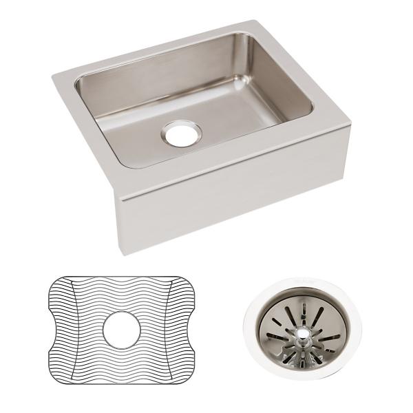 Elkay ELUHF2520DBG Lustertone® Classic Stainless Steel 25" x 20-1/2" x 7-7/8" Single Bowl Farmhouse Sink Kit