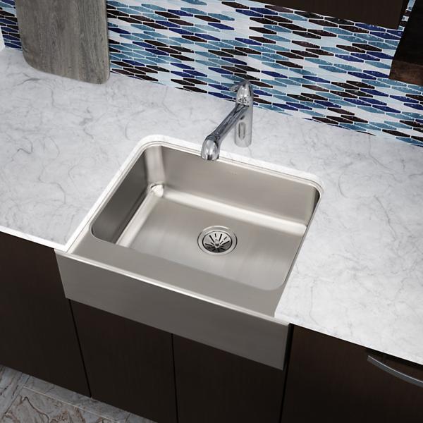 Elkay ELUHF2520 Lustertone Classic Stainless Steel 25" x 20-1/2" x 7-7/8" 0-Hole Single Bowl Farmhouse Sink