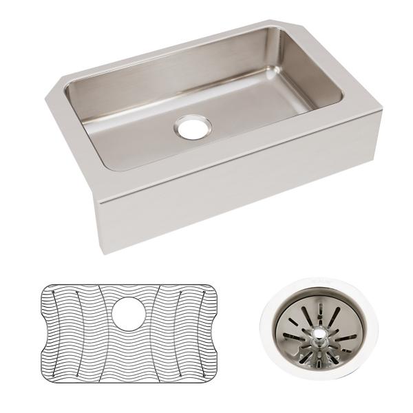 Elkay ELUHFS2816DBG Lustertone® Classic Stainless Steel 33" x 20-1/2" x 8" Single Bowl Farmhouse Sink Kit