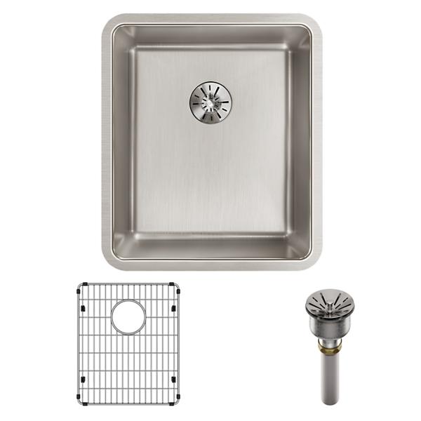 Elkay ELUHH1316TPDBG Lustertone Iconix® 16 Gauge Stainless Steel 16" x 18-1/2" x 8" Single Bowl Undermount Sink Kit with Perfect Drain®