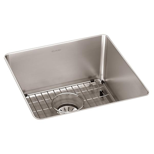 Elkay ELUHH1616TPDBG Lustertone Iconix® 16 Gauge Stainless Steel 18-1/2" x 18-1/2" x 9" Single Bowl Undermount Sink Kit with Perfect Drain®