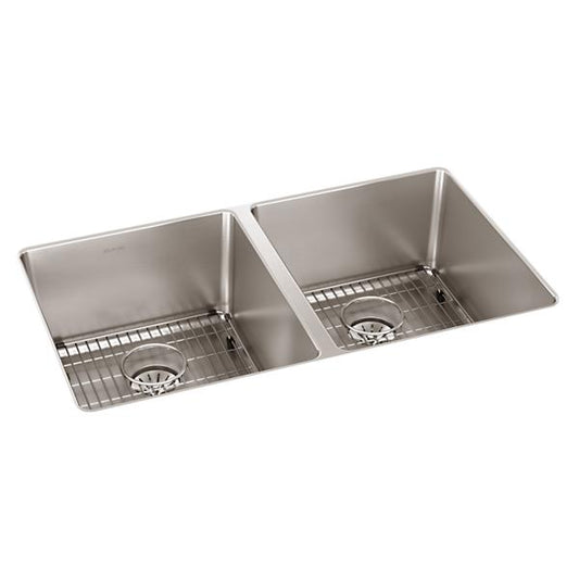 Elkay ELUHH3118TPDBG Lustertone Iconix® 16 Gauge Stainless Steel 32-3/4" x 19-1/2" x 9" Double Bowl Undermount Sink Kit with Perfect Drain®