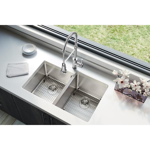 Elkay ELUHH3120LTPDBG Lustertone Iconix® 16 Gauge Stainless Steel 31-1/4" x 20-1/2" x 9" Double Bowl Undermount Sink Kit with Left Perfect Drain®