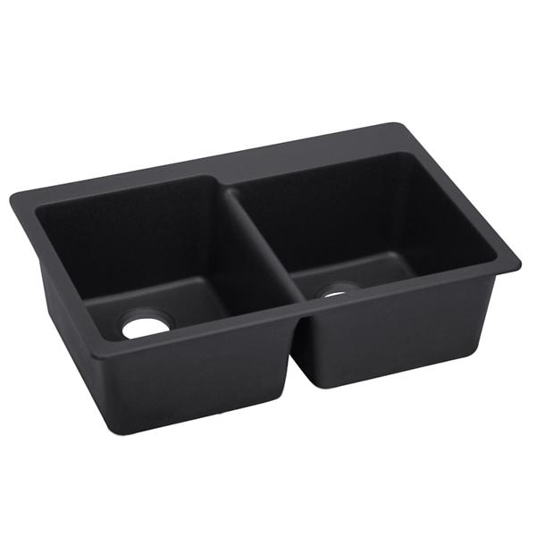 Elkay ELX250R Quartz Luxe® 33" x 22" x 9-1/2" Offset Double Bowl Drop-in Sink