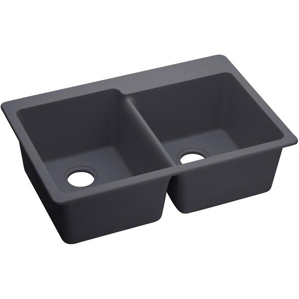 Elkay ELX250R Quartz Luxe® 33" x 22" x 9-1/2" Offset Double Bowl Drop-in Sink