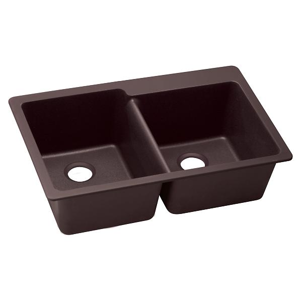 Elkay ELX250R Quartz Luxe® 33" x 22" x 9-1/2" Offset Double Bowl Drop-in Sink