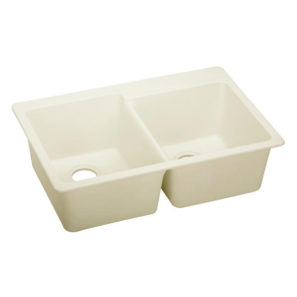 Elkay ELX250R Quartz Luxe® 33" x 22" x 9-1/2" Offset Double Bowl Drop-in Sink