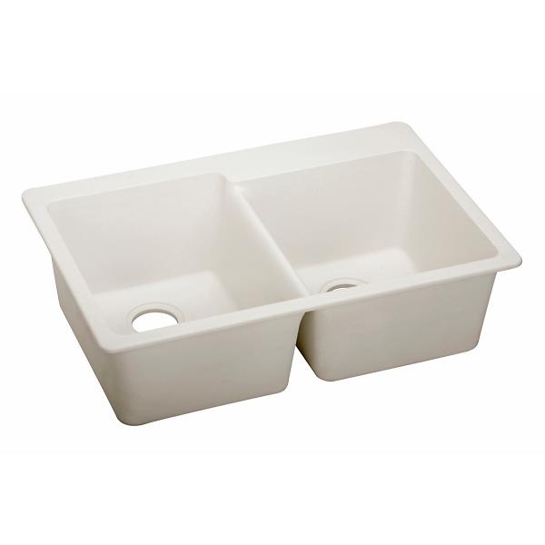 Elkay ELX250R Quartz Luxe® 33" x 22" x 9-1/2" Offset Double Bowl Drop-in Sink