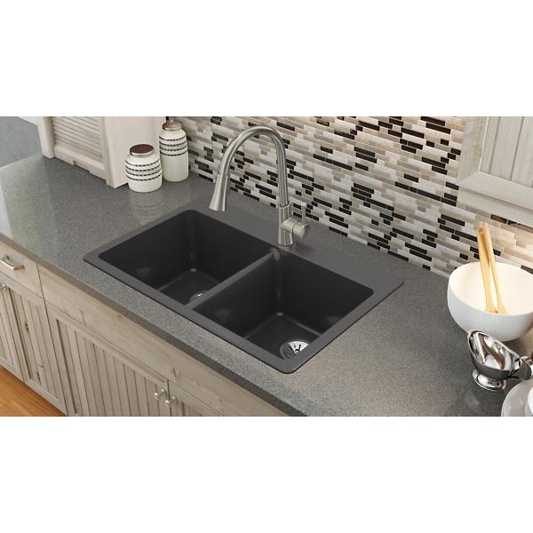 Elkay ELX3322 Quartz Luxe® 33" x 22" x 9-1/2" Equal Double Bowl Drop-in Sink