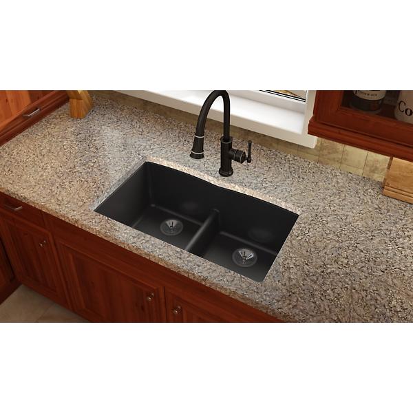 Elkay ELXDULB3322 Quartz Luxe® 33" x 19" x 10" Equal Double Bowl Undermount Sink with Aqua Divide