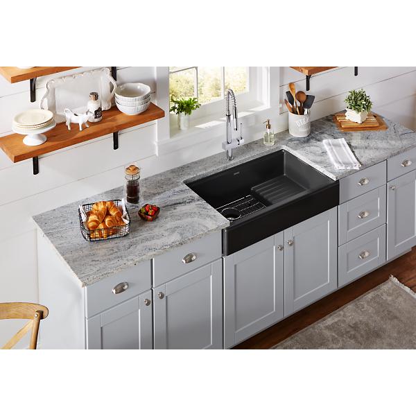 Elkay ELXFDB3620BG Ferguson Exclusive Quartz Luxe 35-7/8" x 22-1/2" x 9-1/2" Single Bowl Farmhouse Sink w/Drainboard+Perfect Drain