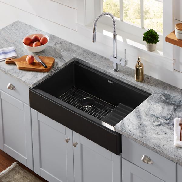 Elkay ELXFDB3620BG Ferguson Exclusive Quartz Luxe 35-7/8" x 22-1/2" x 9-1/2" Single Bowl Farmhouse Sink w/Drainboard+Perfect Drain