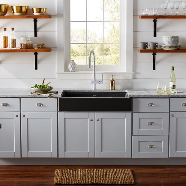 Elkay ELXFDB3620BG Ferguson Exclusive Quartz Luxe 35-7/8" x 22-1/2" x 9-1/2" Single Bowl Farmhouse Sink w/Drainboard+Perfect Drain