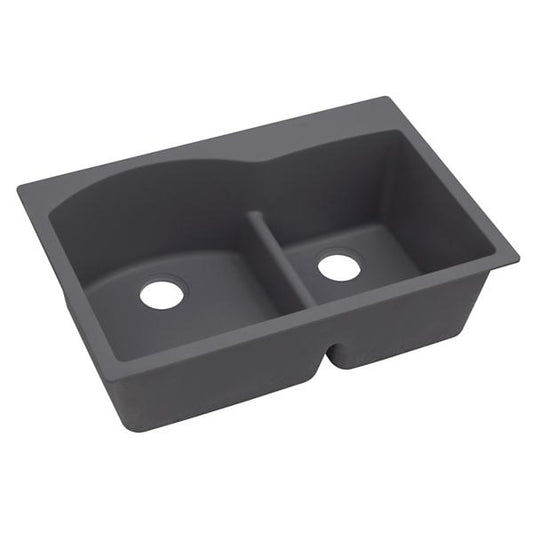 Elkay ELXH3322R Quartz Luxe® 33" x 22" x 10" Offset 60/40 Double Bowl Drop-in Sink with Aqua Divide