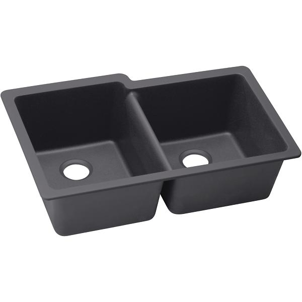 Elkay ELXU250R Quartz Luxe® 33" x 20-1/2" x 9-1/2" Offset Double Bowl Undermount Sink