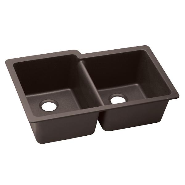 Elkay ELXU250R Quartz Luxe® 33" x 20-1/2" x 9-1/2" Offset Double Bowl Undermount Sink