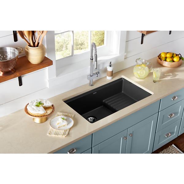 Elkay ELXUDB3620BG Ferguson Exclusive Quartz Luxe® 35-7/8" x 20-5/8" x 9-1/2" Single Bowl Undermount Sink w/Drainboard+Perfect Drain®