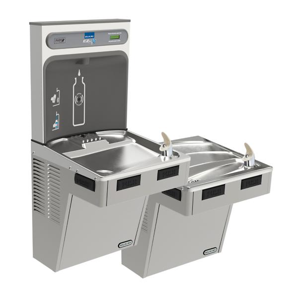 Elkay EMABFTLDDWSLK ezH2O® Bottle Filling Station with Mechanically Activated Bi-Level ADA Cooler Non-Filtered Non-Refrigerated Light Gray