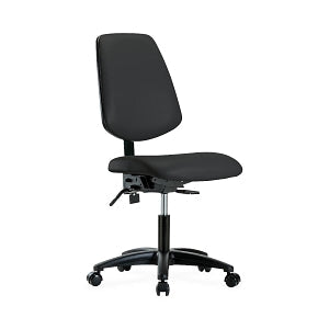 Blue Ridge Ergonomics VMBCH-RG-T0-A0-BF-RG-8540 Rutledge Vinyl Chair - Medium Bench Height with Black Foot Ring & Stationary Glides in Black Trailblazer™ Vinyl