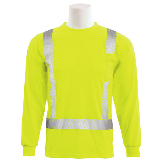 Delta Plus WEL62270HL3X 9007SEG Type R, Class 2 Birdseye Mesh Long Sleeve T-Shirt with Segmented Tape, Hi Viz Lime, 3X