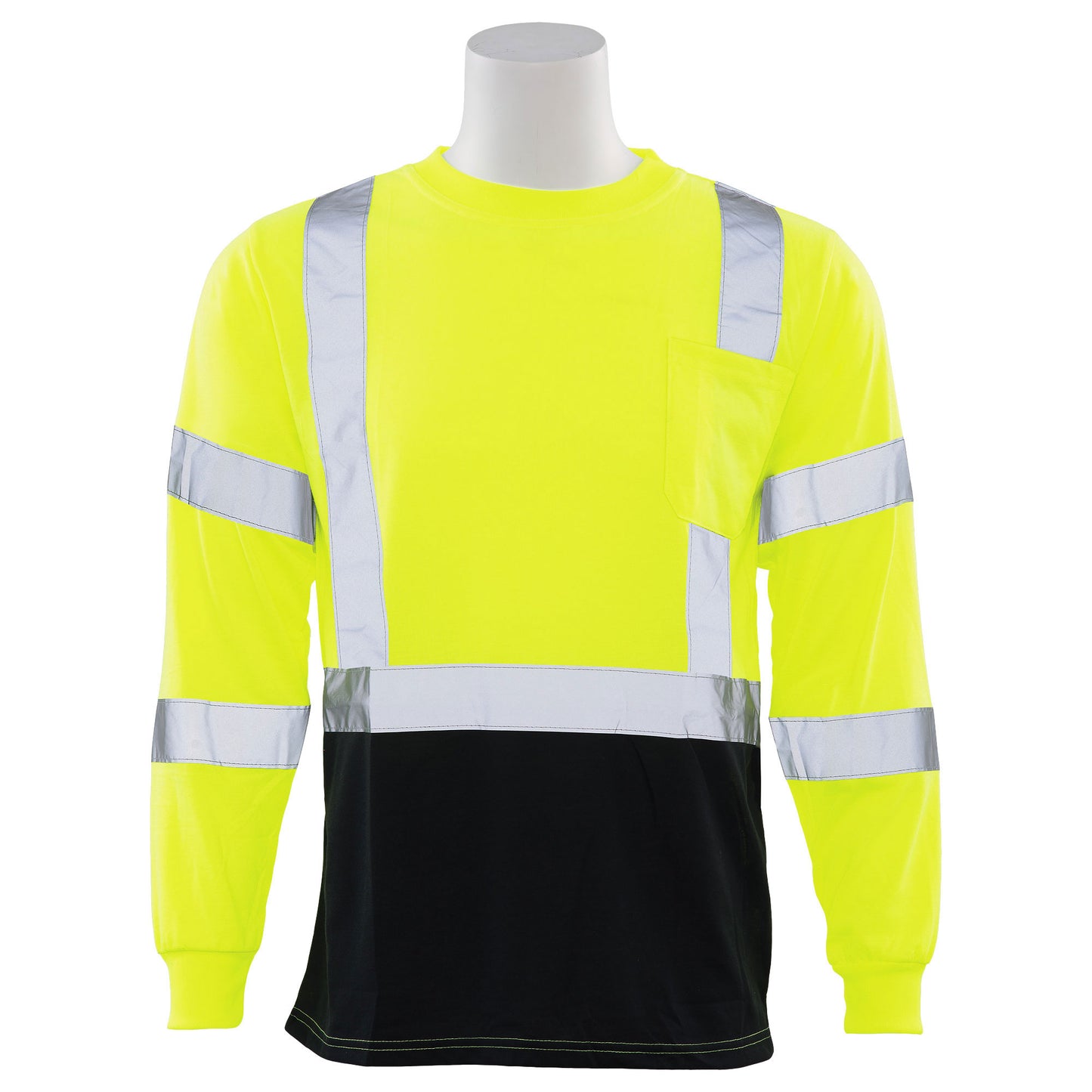 Delta Plus WEL64035LBLG 9802SB CL 3 Jersey Knit Long Sleeve Tee, LG, Hi Viz Lime