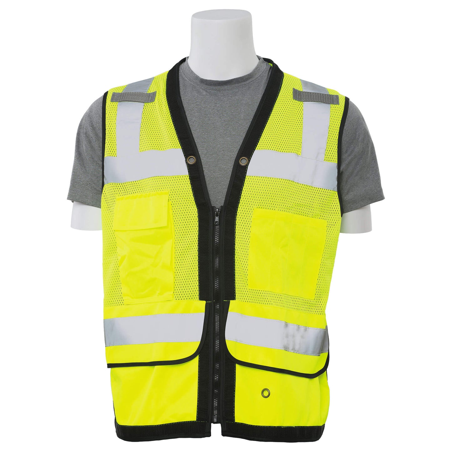 Delta Plus WEL61231HLMD S251 CL 2 Surveyor Vest, MD, Hi Viz Lime