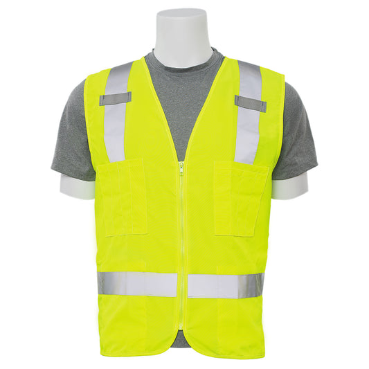 Delta Plus WEL61203HL2X S414 CL 2 Surveyors Vest, 2X, Hi Viz Lime