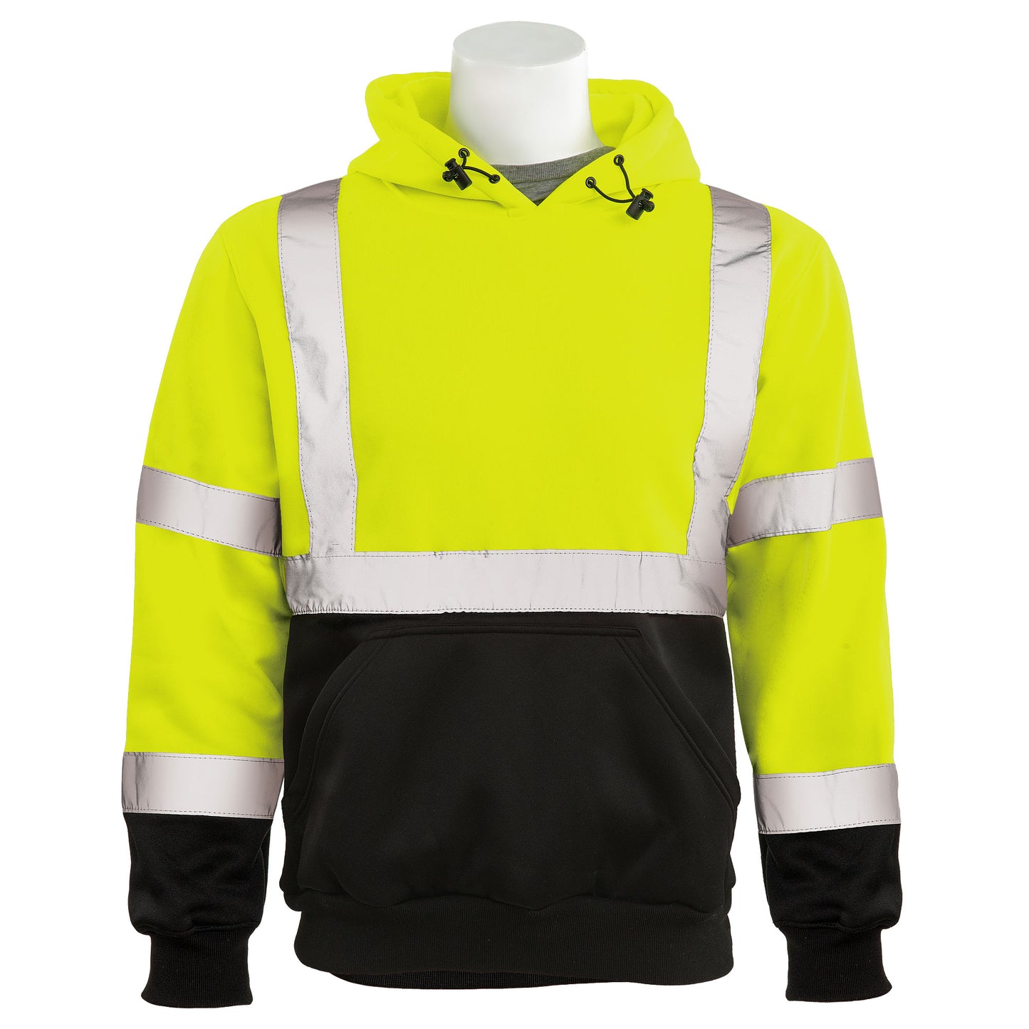 Delta Plus WEL61563LB6X W376B Type R, Class 3 Pullover Hoodie Sweatshirt with Black Bottom, Hi Viz Lime, 6X