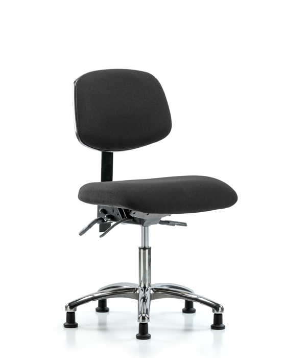 Blue Ridge Ergonomics ESD-FDHCH-CR-T0-A0-EG-ESDBLK Fabric ESD Chair - Desk Height with ESD Stationary Glides in ESD Black Fabric