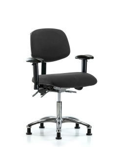Blue Ridge Ergonomics ESD-FDHCH-CR-T1-A1-EG-ESDBLK Fabric ESD Chair - Desk Height with Seat Tilt, Adjustable Arms, & ESD Stationary Glides in ESD Black Fabric