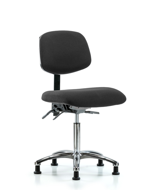 Blue Ridge Ergonomics ESD-FMBCH-CR-T1-A0-NF-EG-ESDBLK Fabric ESD Chair - Medium Bench Height with Seat Tilt & ESD Stationary Glides in ESD Black Fabric