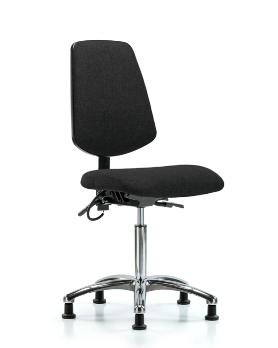Blue Ridge Ergonomics ESD-FMBCH-MB-CR-T0-A0-NF-EG-ESDBLK Fabric ESD Chair - Medium Bench Height with Medium Back & ESD Stationary Glides in ESD Black Fabric